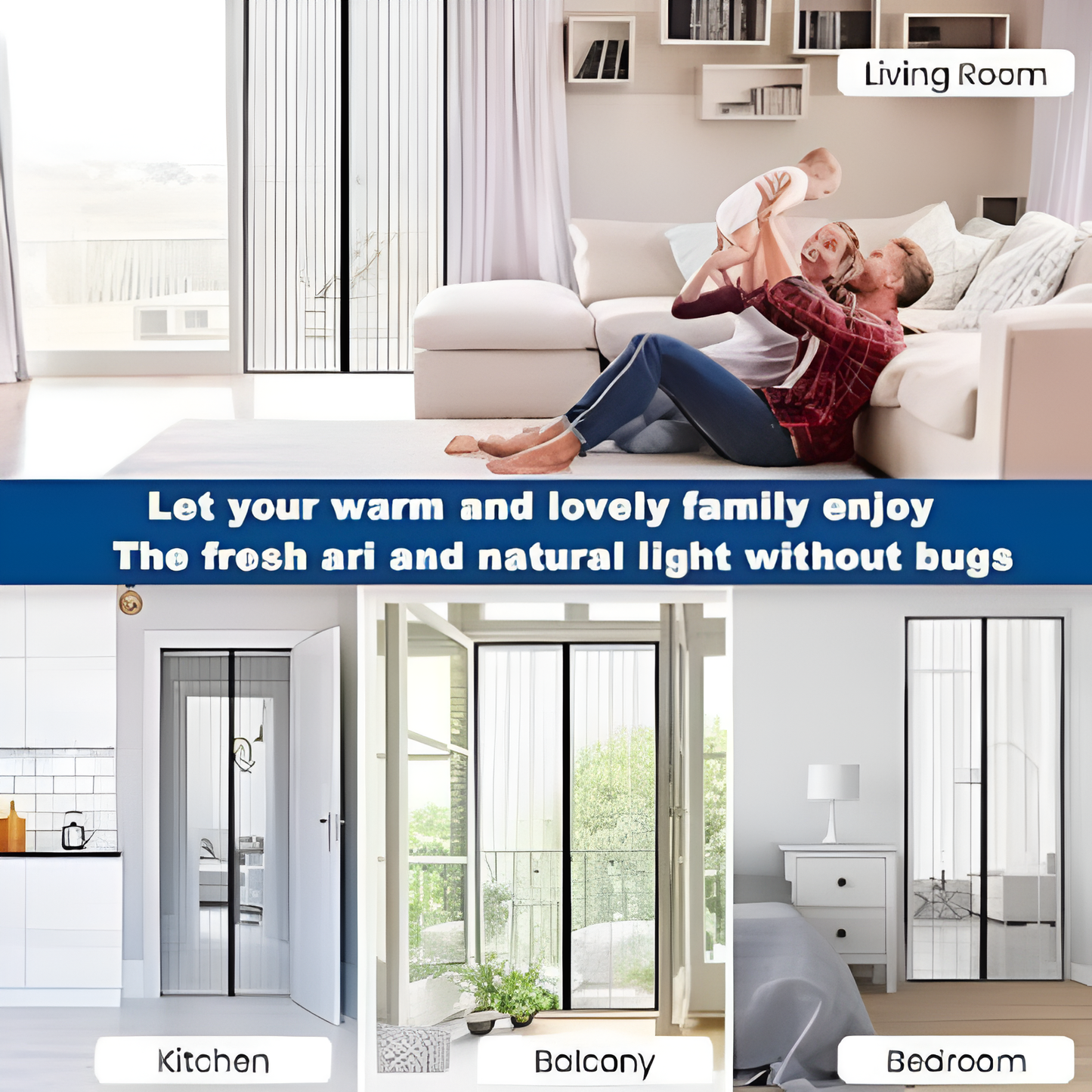 Auto-Closing Magnetic Door Mosquito Net – Fresh Air, Zero Mosquitoes (Height - 210 cm X Length - 100 cm)