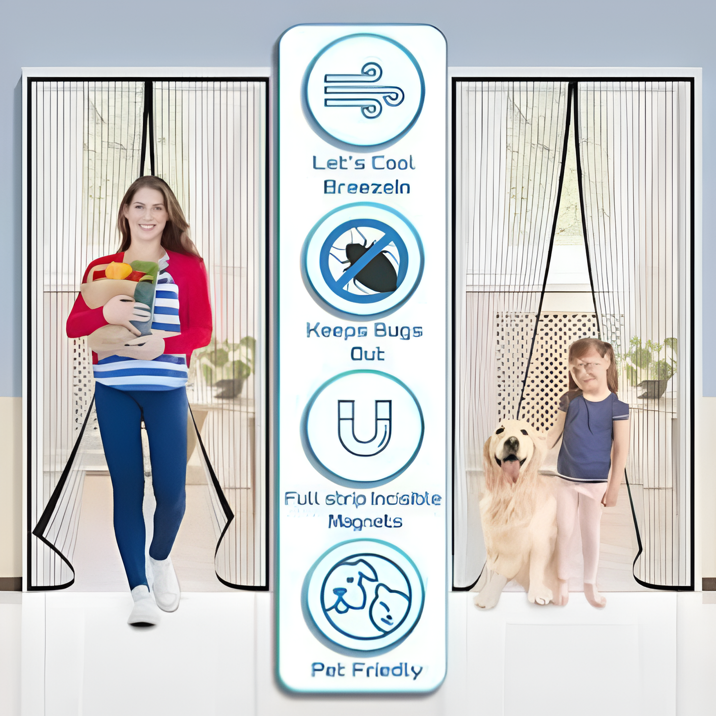 Auto-Closing Magnetic Door Mosquito Net – Fresh Air, Zero Mosquitoes (Height - 210 cm X Length - 100 cm)